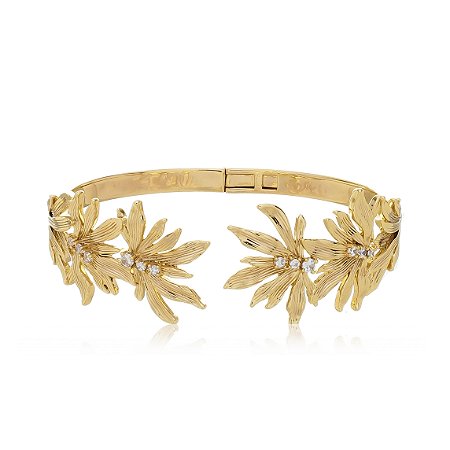 Bracelete dourado com zirconia banho em ouro 18k