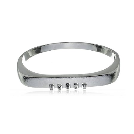 Bracelete acetinado com zirconia banho em rodio branco