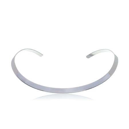 Colar de aro com banho em rodio branco