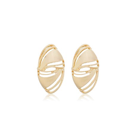 Brinco dourado acetinado com banho em ouro 18k