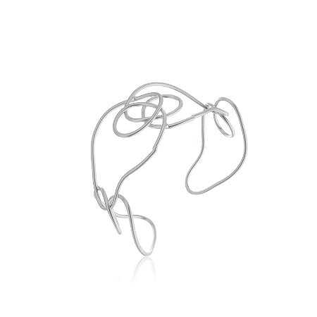 Bracelete liso acetinado banho em rodio branco