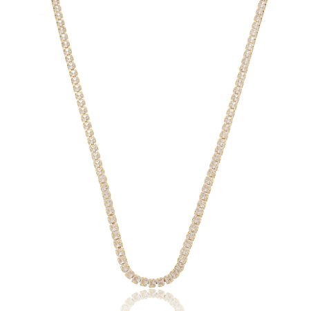 Colar de riviera dourado com zirconia cristal banho em ouro 18k