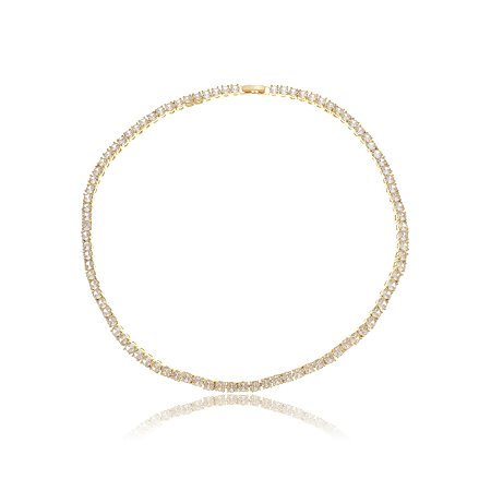 Colar de riviera dourado com zirconia cristal banho em ouro 18k