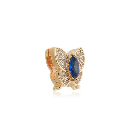 Pingente de borboleta com zirconia azul banho em ouro 18K