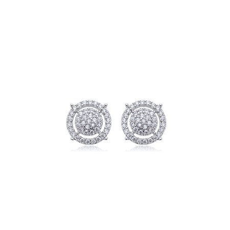 Brinco de base com zirconia cristal banho em rodio branco