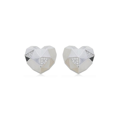 Brinco de base com zirconia cristal banho em rodio branco