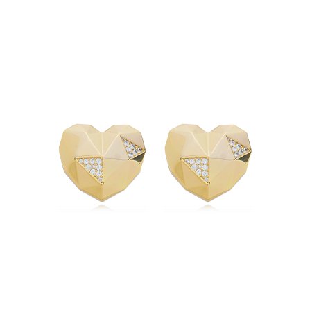 Brinco de base com zirconia cristal banho em ouro 18k