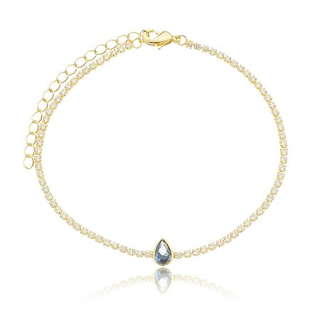 Pulseira de riviera dourada com zirconia topazio banho em ouro 18K
