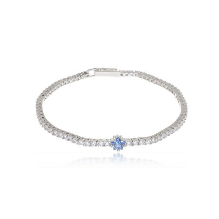 Pulseira de riviera com zirconia topazio banho em rodio branco