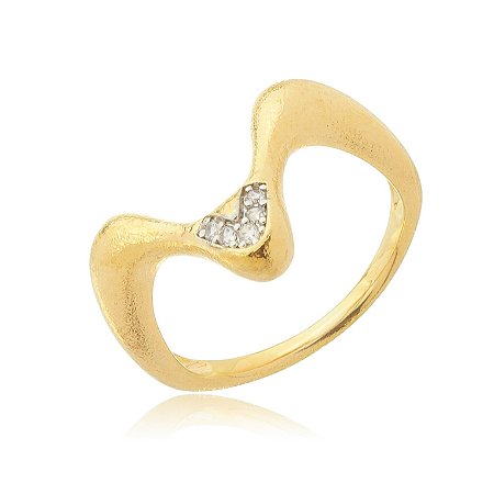 Anel dourado com zirconia cristal banho em ouro 18k
