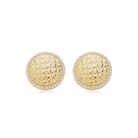 Brinco de base com zirconia cristal banho em ouro 18k