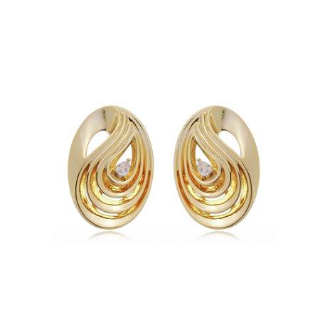 Brinco de base com zirconia cristal banho em ouro 18k