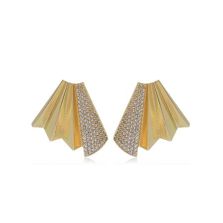 Brinco com zirconia cristal banho em ouro 18k