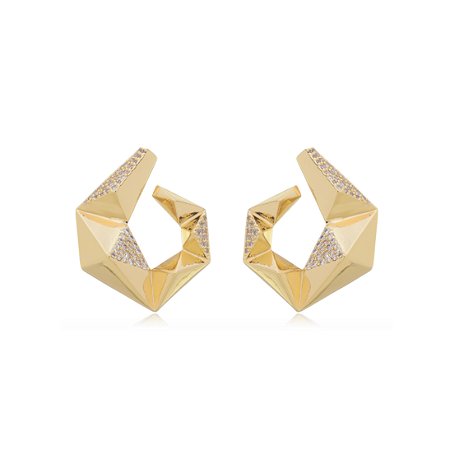 Brinco com zirconia cristal banho em ouro 18k