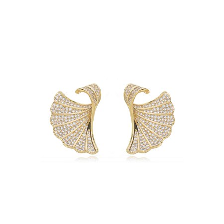 Brinco com zirconia cristal banho em ouro 18k