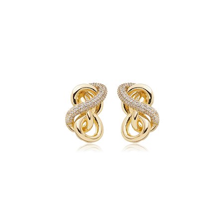 Brinco com zirconia cristal banho em ouro 18k