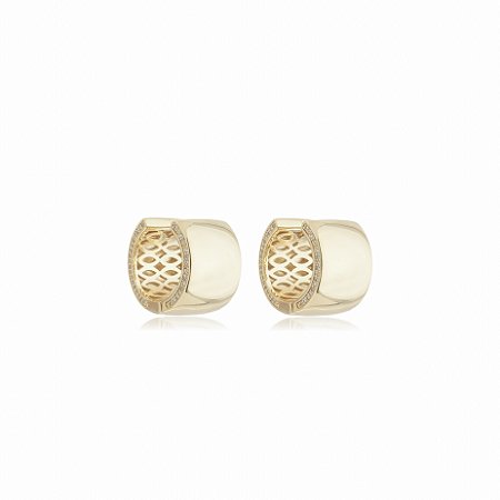 Brinco de argola com zirconia cristal banho em ouro 18k