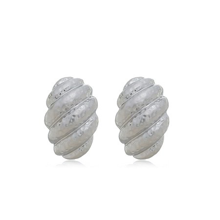 Brinco de base liso banho em rodio branco