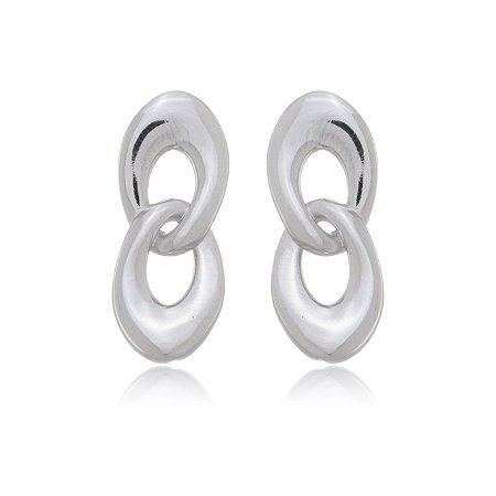 Brinco liso banho em rodio branco