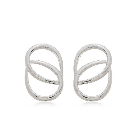 Brinco liso banho em rodio branco