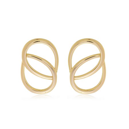 Brinco dourado liso banho em ouro 18k