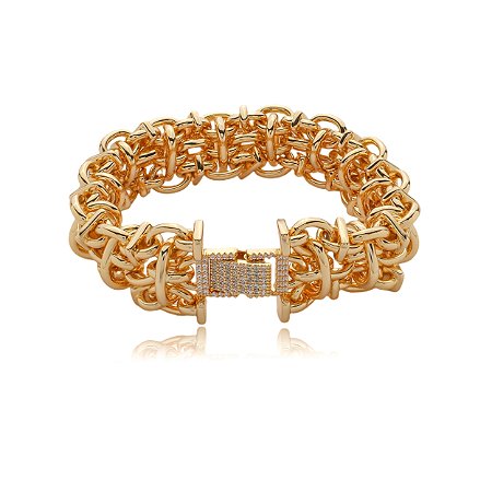 Pulseira cravejado de zirconia cristal banho em ouro 18k