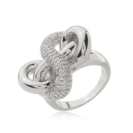 Anel com zirconia cristal banho em rodio branco