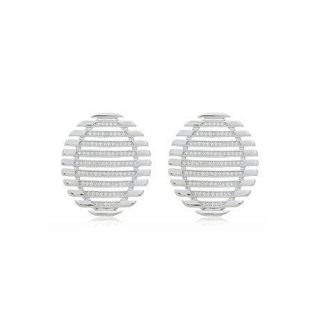 Brinco de base com zirconia cristal banho em rodio branco
