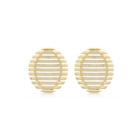 Brinco de base com zirconia cristal banho em ouro 18k