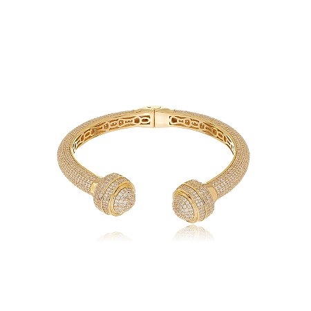 Bracelete cravejado de zirconia cristal banho em ouro 18k