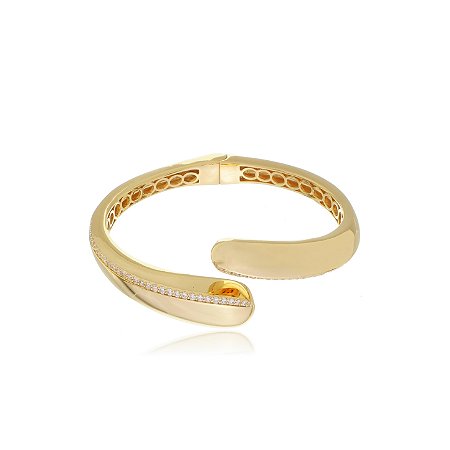 Bracelete cravejado de zirconia cristal banho em ouro 18k