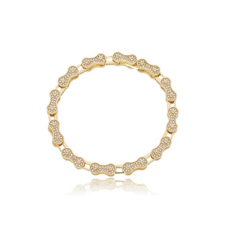 Pulseira cravejada com zirconia cristal banho em ouro 18k