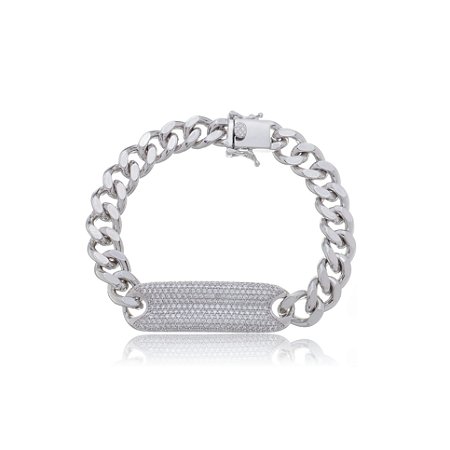 Pulseira cravejada com zirconia cristal banho em rodio branco