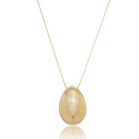 Colar com pingente liso banho em ouro 18k