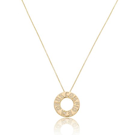 Colar cravejado de zirconia cristal banho em ouro 18k