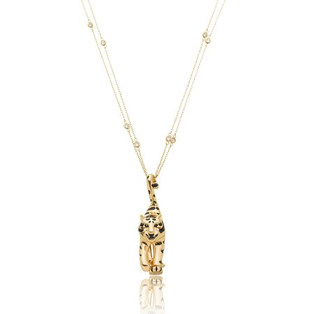 Colar com pingente esmaltado banho em ouro 18k