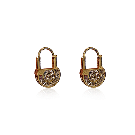 Brinco de argola cravejado de zirconia cristal banho em ouro 18k