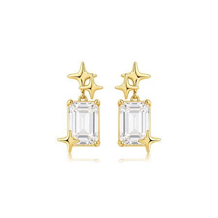 Brinco cravejado de zircônia cristal banho em ouro 18k