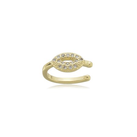 Brinco piercing fake cravejado de zirconia cristal banho em ouro 18k