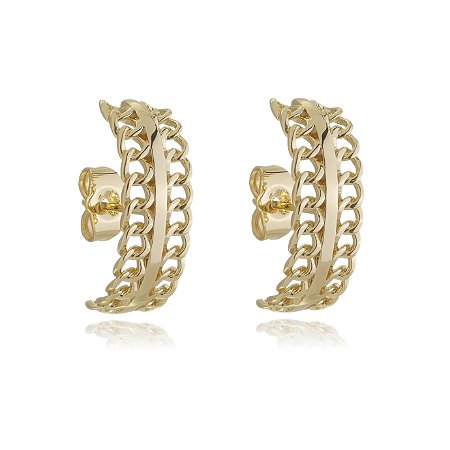 Brinco ear hook liso banho em ouro 18k