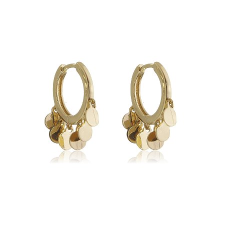 Brinco de argola liso banho em ouro 18k
