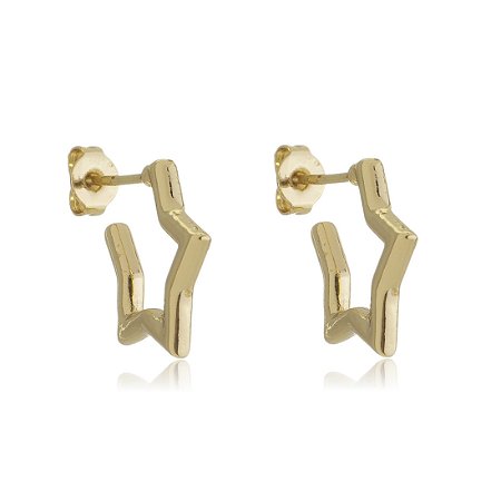 Brinco de argola liso banho em ouro 18k
