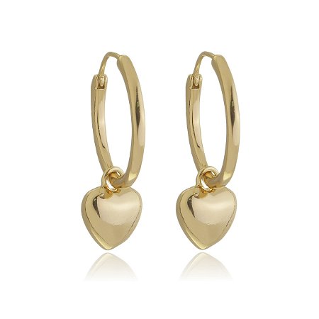 Brinco de argola liso banho em ouro 18k