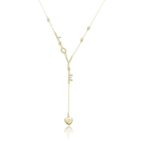 Colar com pingente cravejado de zirconia cristal banho em ouro 18k