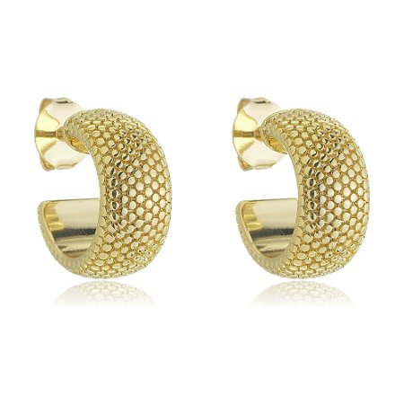 Brinco de argola dourado liso banho em ouro 18k