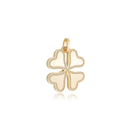 Pingente Dourado Trevo em Banho de Ouro 18K