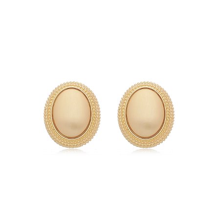 Brinco Dourado Liso Acetinado em Banho Ouro 18K
