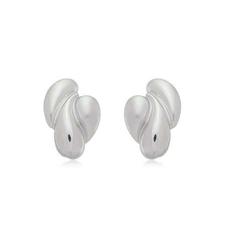 Brinco Liso Acetinado em Banho Ródio Branco