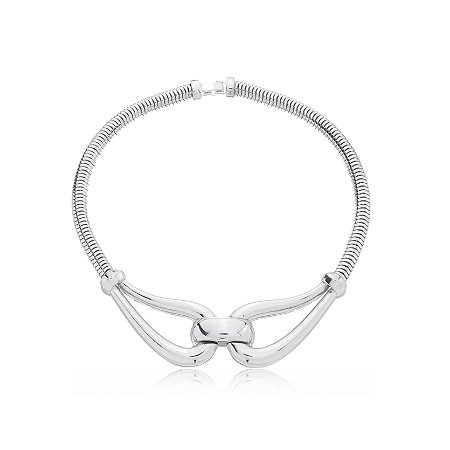 Colar de Aro Liso em banho rodio branco