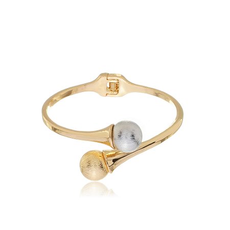 Bracelete dourado liso banho em ouro 18k